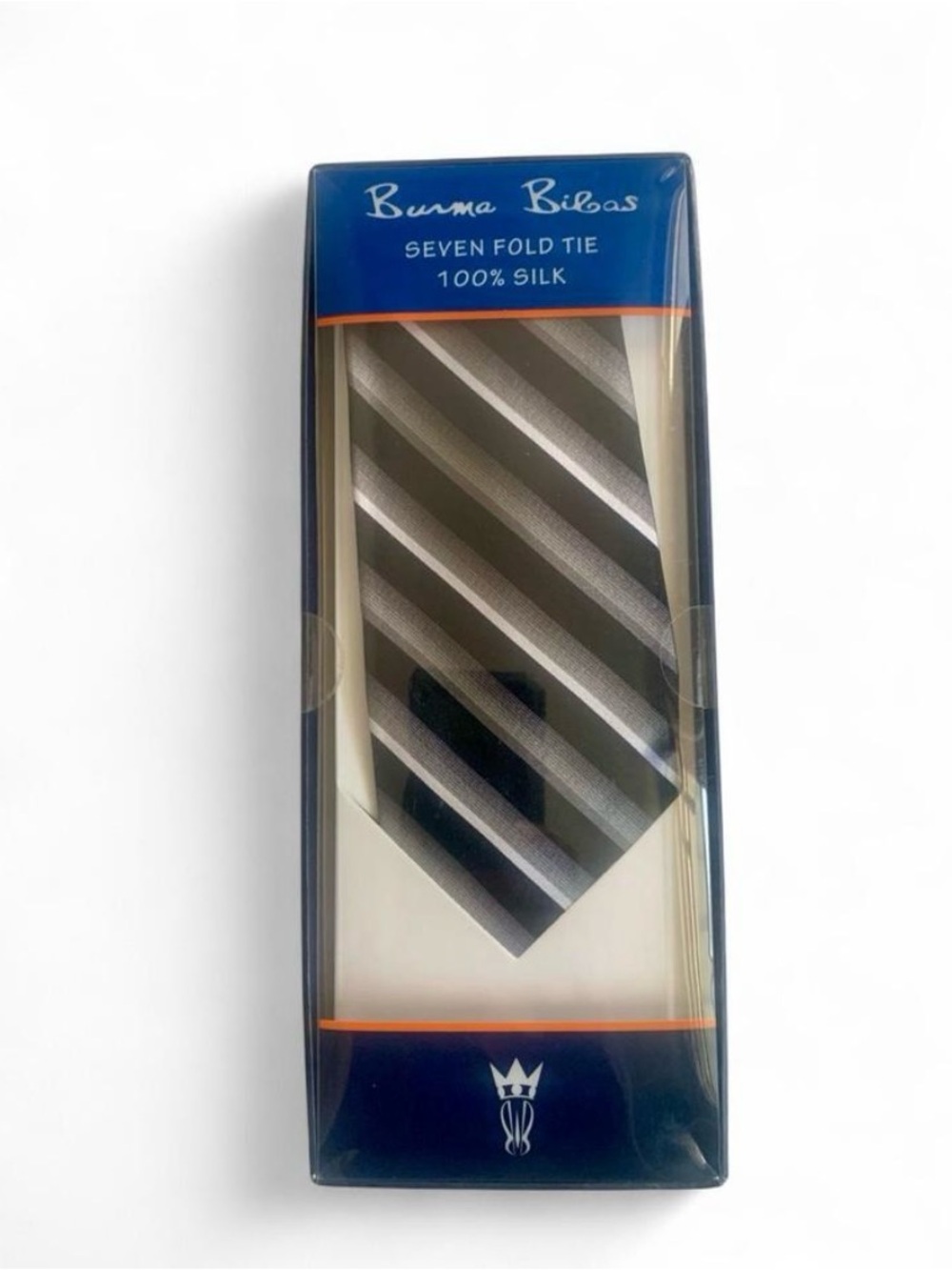 Burma Bibas Black and Silver Striped Silk Tie formal necktie granpacore gift